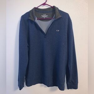 Vineyard Vines Blue Gray 1/4 Zip Long Sleeve Shirt Size Medium